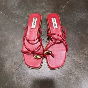Steve Madden Red and Gold Strappy Sandals